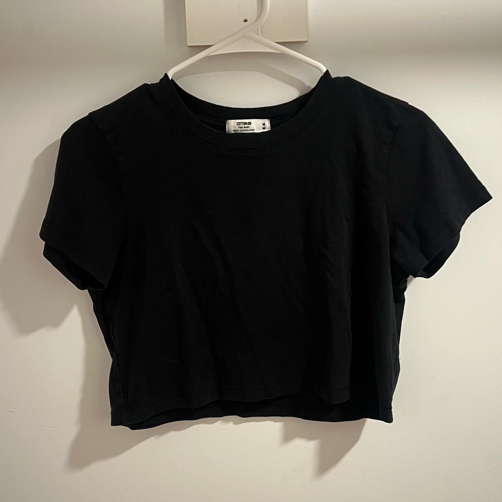 Cotton On Black Cropped Short Sleeve Tee